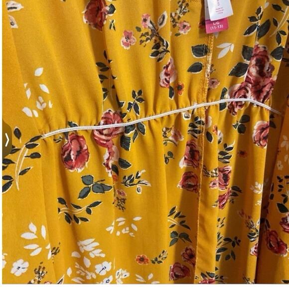 No Boundaries Juniors Golden Floral Kimono Top Size L - Picture 11 of 13